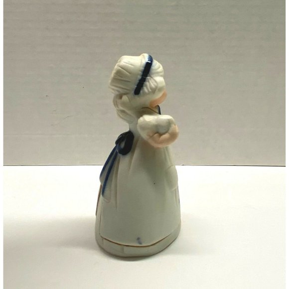 Vintage Jasco Bell Dutch Woman Broom Blue and White Porcelain 4" Tall Taiwan - Picture 7 of 8